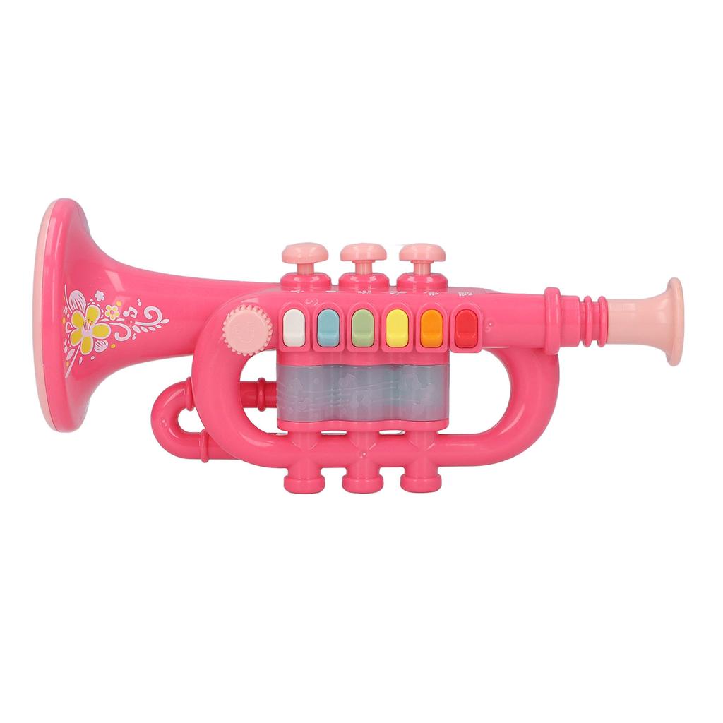 Horn Toy Simulation Design Dynamic Lighting Effect Musical Instrument Horn Toy Gift with Lanyard for 3 Years Old