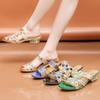 Летние новинки 2024 года, женские тапочки со стразами, толстые каблуки, повседневные тапочки, модная пляжная обувь для женщин