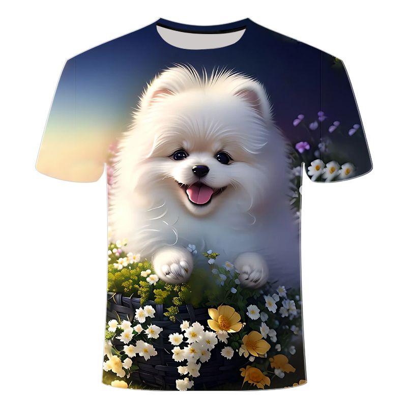 Футболка с короткими рукавами, напечатанная на 3D-принтере, серии Cute and Cute Dog, летняя футболка с короткими рукавами для мужчин и женщин