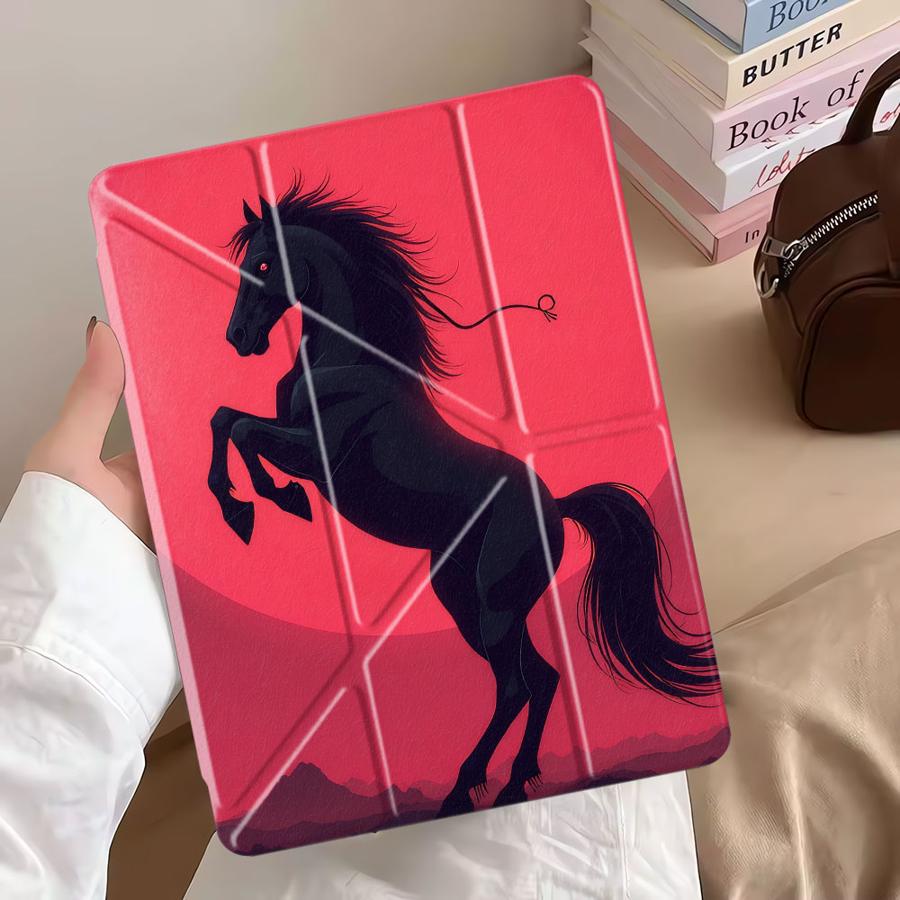 Чехол-подставка Чехол для планшета Для iPad Pro 2025 Air 4 5 M3 M2 1 2 M4 11 дюймов Pro 11-го 10-го 9-го 8-го 7-го 12,9 дюйма Mini 6 7 Черная Лошадь