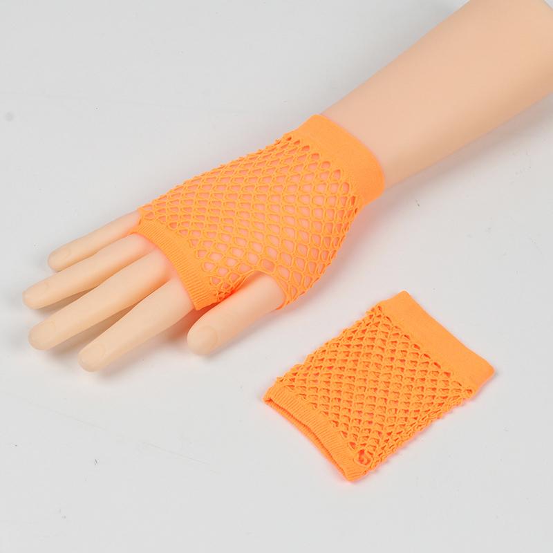 1Pair Womens Short Fishnet Net Gloves Fingerless Mesh Gloves Punk