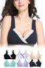 Maternity Nursing Sagging Set of Large Adjustable Size [Lino Ulu] Bra, Non-wired, Bra, Prevention, 2, Size, (L, Navy)