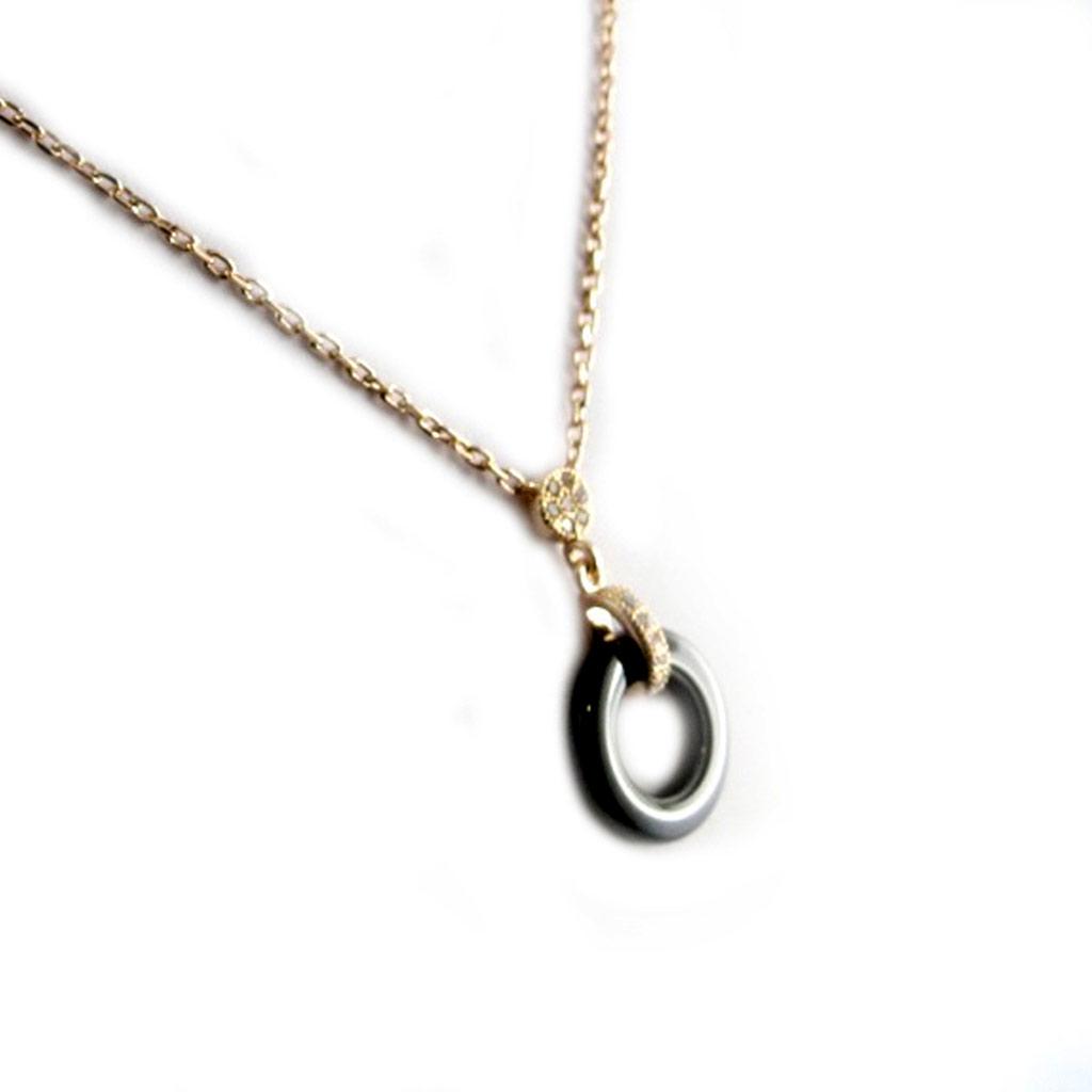 Les Trésors De Lily [L3894] - Позолоченное колье 'Sissi' черное (керамика) розовое - 12 мм