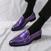 Loafers Men Shoes Formal Business Tassel Leather Shoes Moccasin Soft Sole Wedding Shoes Purple Casual Shoes Big Size:38-48
