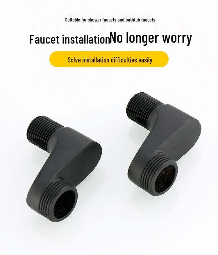 Black Shower Faucet Kit with Adjustable Shower Head and Curved Eccentric Converter