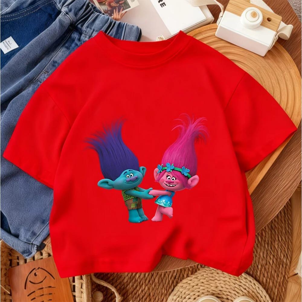 Summer Casual Boys Girls Tee Trolls Kawaii Design Kids Street Style Fashion 3-14 Age