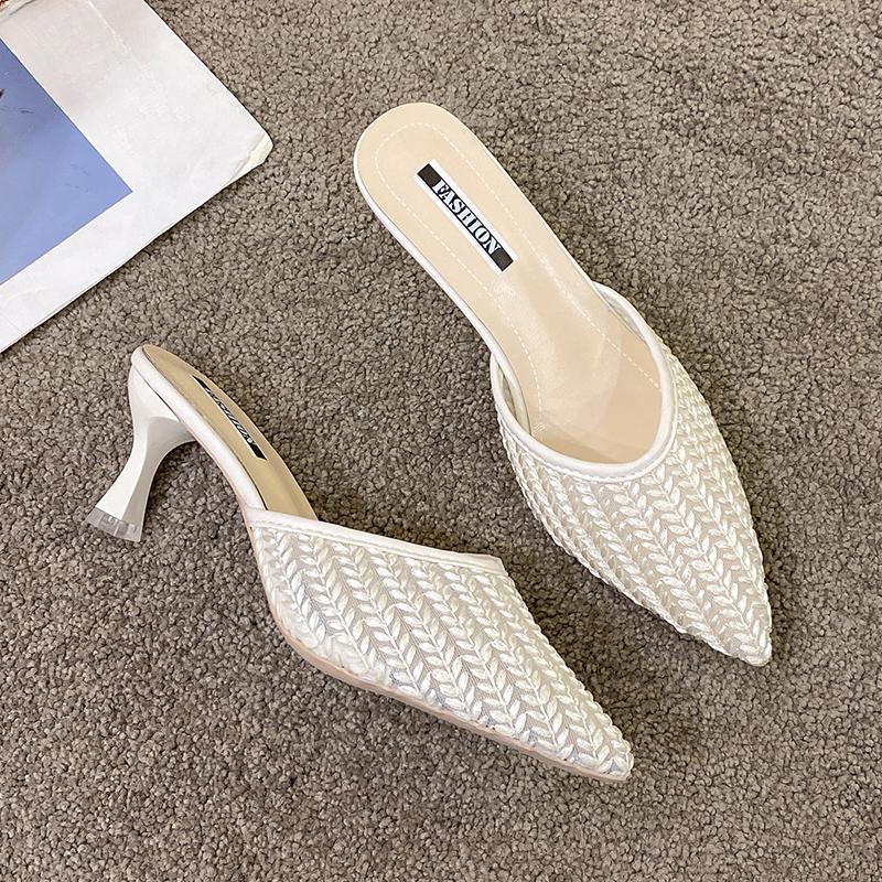 Летние повседневные модные женские сандалии на шпильке с острым носком, новые сексуальные элегантные банкетные удобные модные тапочки Baotou, НЕТ:А16