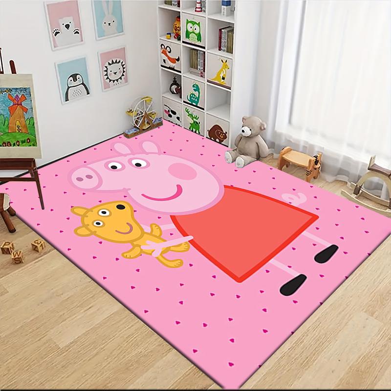 1Pc Peppa Pig Ice Cream Party Carpet Rug Customizable Soft Washable Antislip Home Living Room Sofa Mats Personalized Rug 0917106