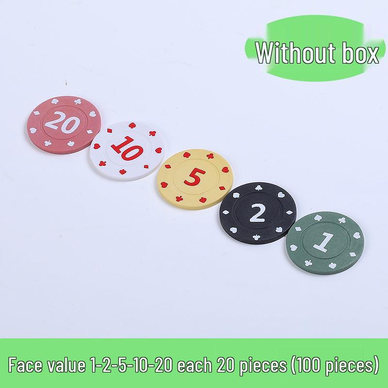 Коробка 100 пластиковых фишек для карточных игр: Баккара, Маджонг, Покер