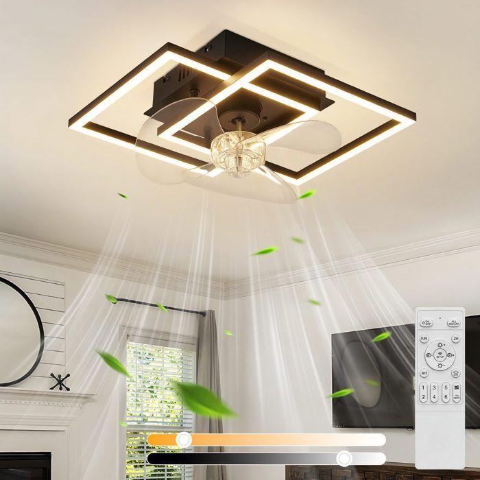 Ventilateur de plafond silencieux NETTLIFE avec éclairage LED, 3000-6500K, 6 vitesses, télécommande minuterie, chambre/salon, 37 cm