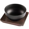 Commercial Bibimbap Pot 19cm Bibimbap Device Cast Iron Pot with Special Wooden Stand KIPROSTAR IH Compatible Open Fire OK Oven Compatible GRIDDLEX