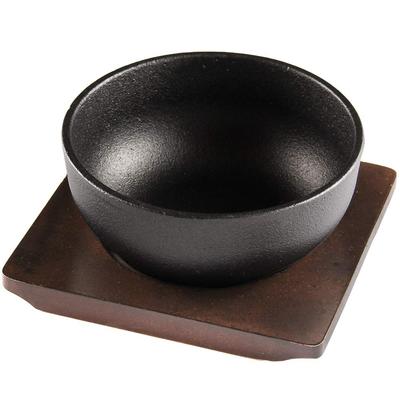 Коммерческий горшок для пибимбапа 19 см, чугунный горшок для пибимбапа со специальной деревянной подставкой, совместим с KIPROSTAR IH, подходит для открытого огня, совместим с духовкой GRIDDLEX