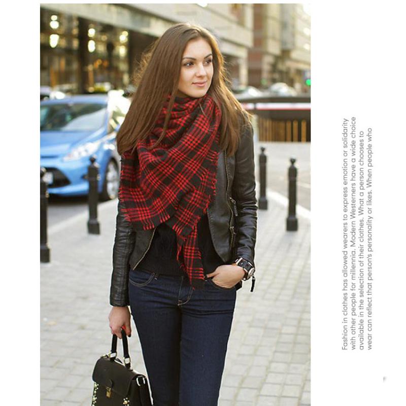 The Same Colorful Plaid Imitation Cashmere Large Square Scarf, a Women's Trend Scarf