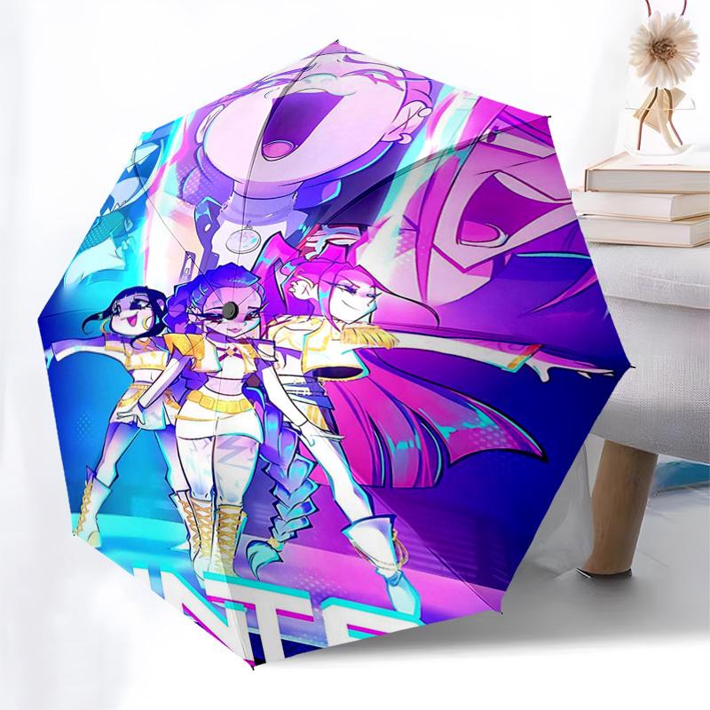 1pc Outdoor Umbrella with Intricate Anime Characters, Automatic Opening/Closing, Portable Tri-Fold Design, 8-Rib Iron Frame - Perfect for Fans, T