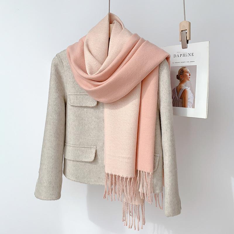 35 цветов 2024 осень и зима новый двухсторонний однотонный искусственный кашемировый кисточный платок утолщенный теплый шарф для мужчин и женщин