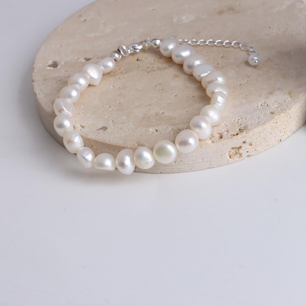 Small Rice Pearls Rice Pearl Strand Bracelets Adjustable Chain Beaded Strand Bracelets Women