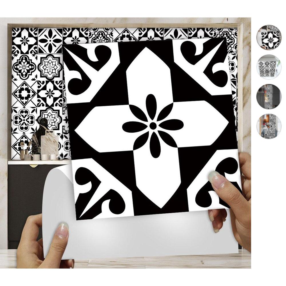 10 шт./компл., черно-белые наклейки на твердую плитку, пол, стену, кухню, ванную комнату, украшение стола, обои, пилинг-палку, ПВХ, художественную фреску