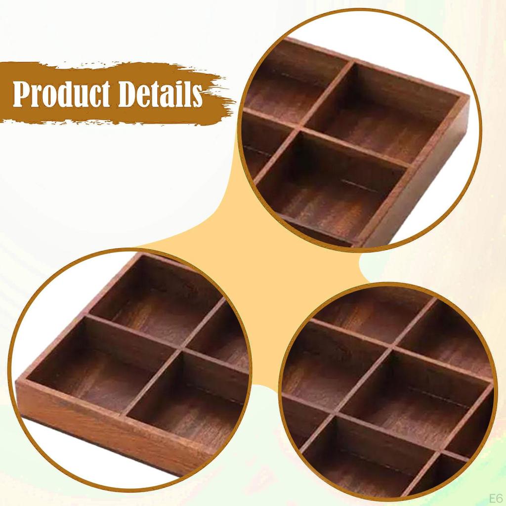 Wood Divided Serving Tray Food Container Serve Plate Sushi Platter for Appetizer Party Teahouse