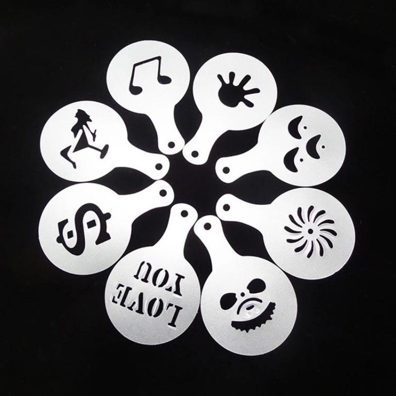 Professional Coffee Printing Templates Plastic Latte Art Stencil Milk Foam Stencil Mat Bubble Tea Baking Tools