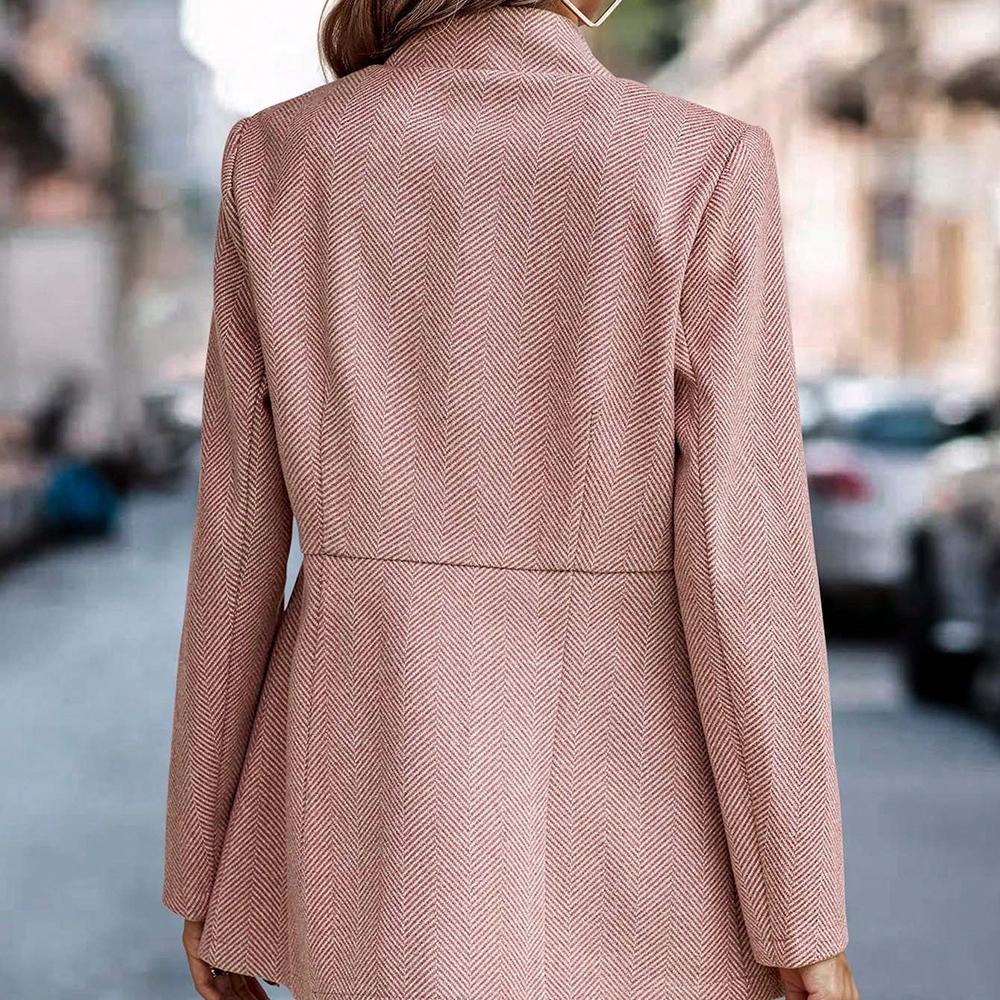 GMXIA Женские однотонные принтованные облегающие куртки и пальто из ткани Commuter Fabric с длинным рукавом и воротником-поло на осень-зиму