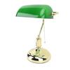 Банковская лампа с абажуром из зеленого стекла, теплая настольная винтажная библиотечная лампа с выключателем на цепочке, железное основание