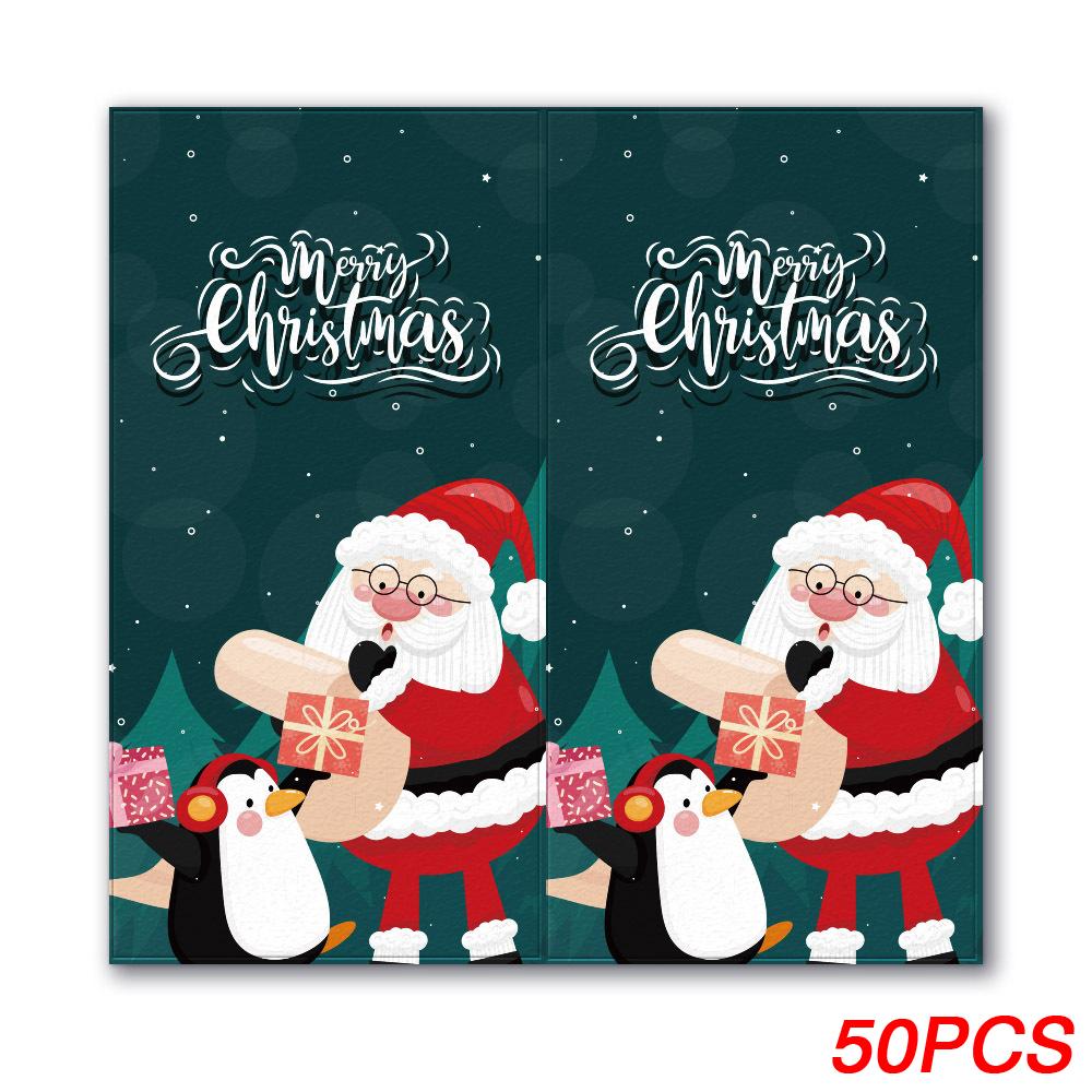 50 шт. 5*10 см С Рождеством Прямоугольные Санта-Клаус Подарок Декоративные Наклейки для Упаковки Бирки для Подарочной Коробки Рождественские Бирки