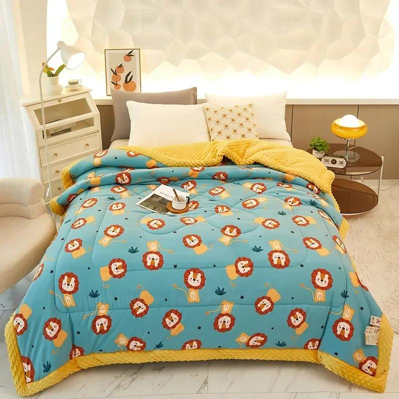 2023 New Doudou Rong Quilt Winter Thickened Children's Dormitory Single Double Quilt Core Double Sided Dual Use Winter Quilt