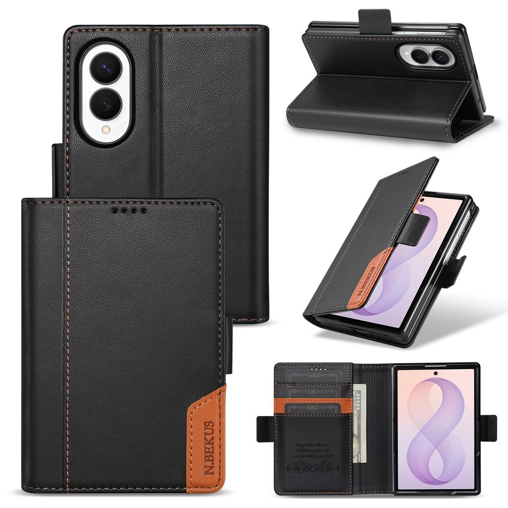 Luxury Splicing Flip Cards Solt Wallet Leather Phone Case for Samsung Galaxy Z Fold8 Fold 8 Wide Shockproof RFID Stand Cover