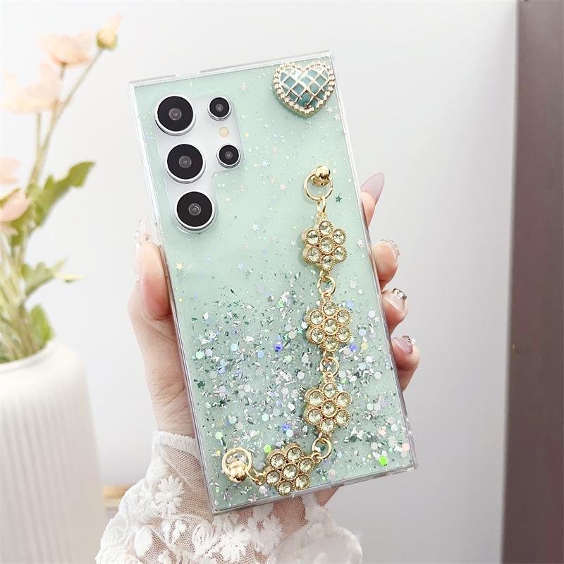 Чехол-накладка из мягкого силикона с блестками и браслетом Plum Blossom для Huawei Note8 Pro Y9S — защита от падения и стильный дизайн Love