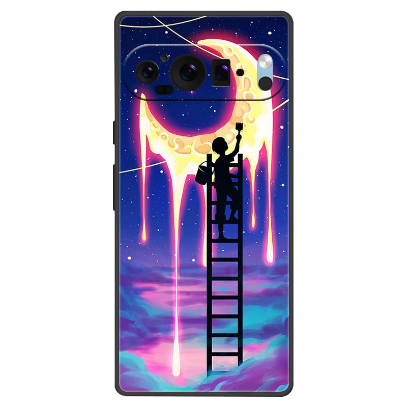 For Google Pixel 9 Pro XL Case Cool Painted Silicone TPU Soft Cover For Googe Pixel 9 9 Pro 8A Cases Black Protective Shells