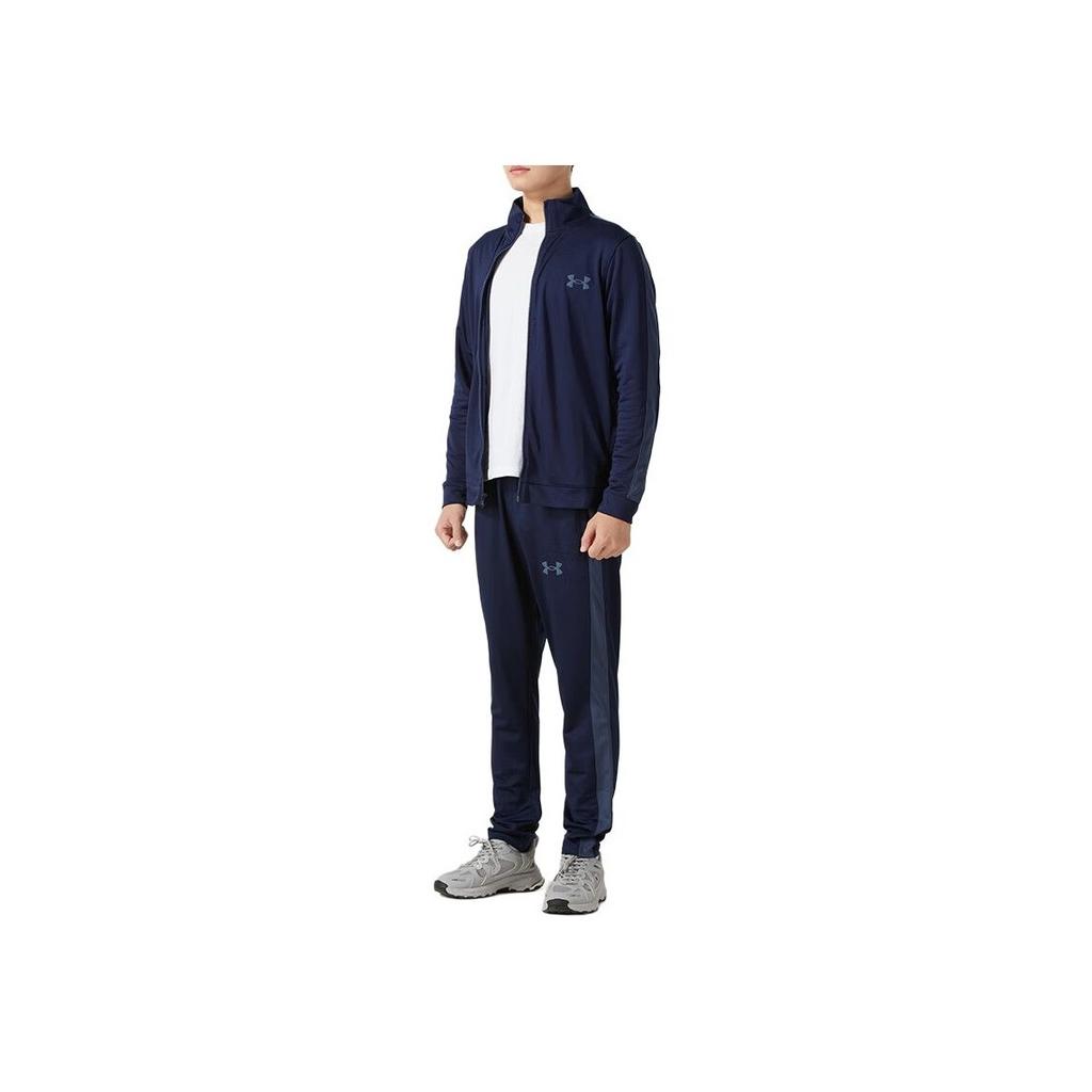 Under Armour Rival Knit Track Suit Jacket Zip и Comfortable Running Long Bikes Casual Sports Set Men suit Navy-Blue 1357139-410