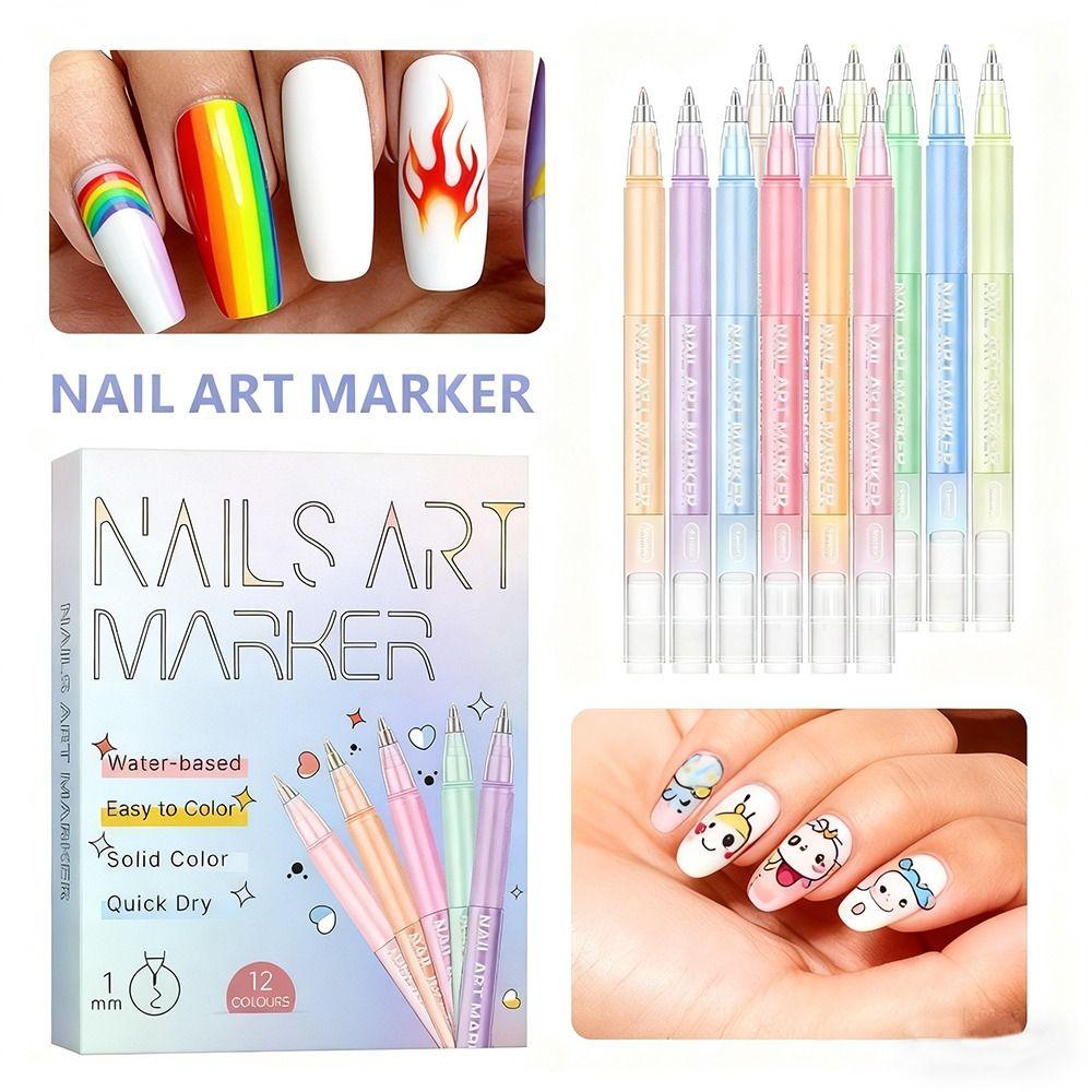 10/12 Colors 10/12 Colors Nail Art Polish Pens Waterproof Acrylic Nail Pen  for DIY Nail Art