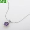 S925 Sterling Silver 8 *8mm Ladies Citrine Pendant Ladies Natural Amethyst Stone Pendants Necklaces For Women Female Jewelry