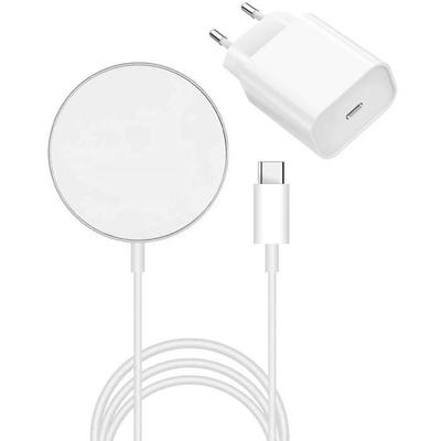 Индукционное зарядное устройство + сетевой адаптер, совместимый с MagSafe для iPhone 14-14 PLUS-14 PRO-13-13 PRO-13 PRO MAX-12-12 PRO-11-X-XR-SE Phonillico®