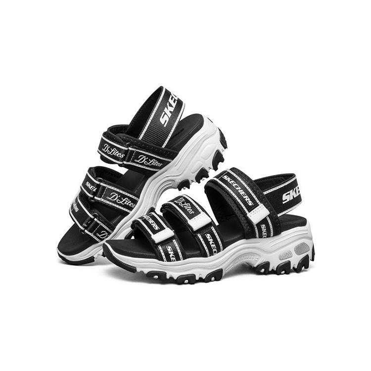 (GS) Skechers Dlites Sandals 'Black White' Kids' 664167L-BLK