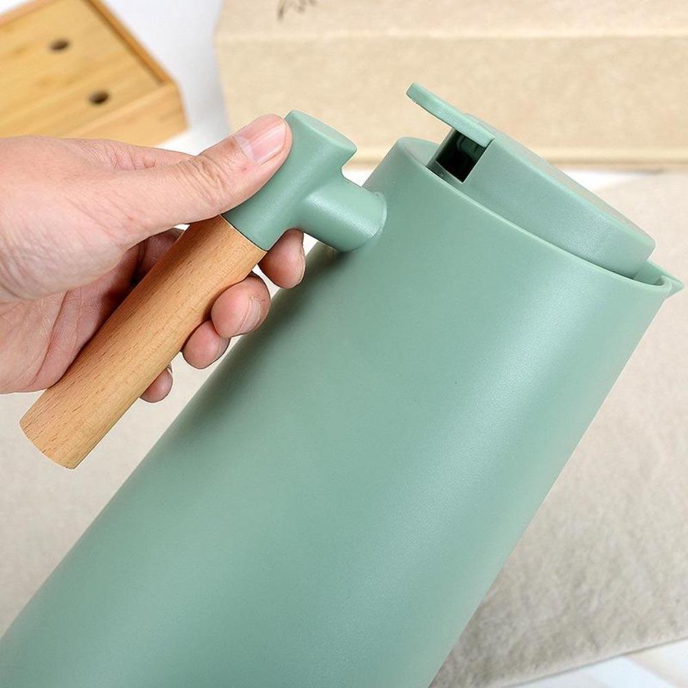 Wood Handle Insulated Bottle 1L Hot Water Jug Bottle Portable Nordic Vacuum Flask Drinkware
