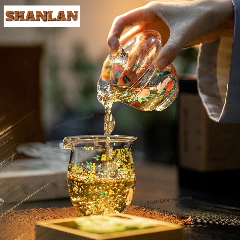 180ml Glass Cherry Gaiwan Boutique Tea Tureen Household Tea Bowl With Lid Kit Tea Brewing Cover Bowl Tea Ceremony Supplies Craft
