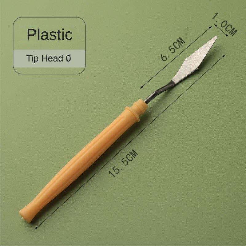 1 Pcs Student Art Oil Painting Scraper Wood Flat/Tip Head Stainless Steel Pick Knife Gouache Pigment Pointed Color Mixing Shovel
