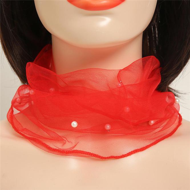 Collar Scarf Beaded Lace Scarf for Women Girl Circle Scarf Spring Clothing Accessories Comfortable Breathable