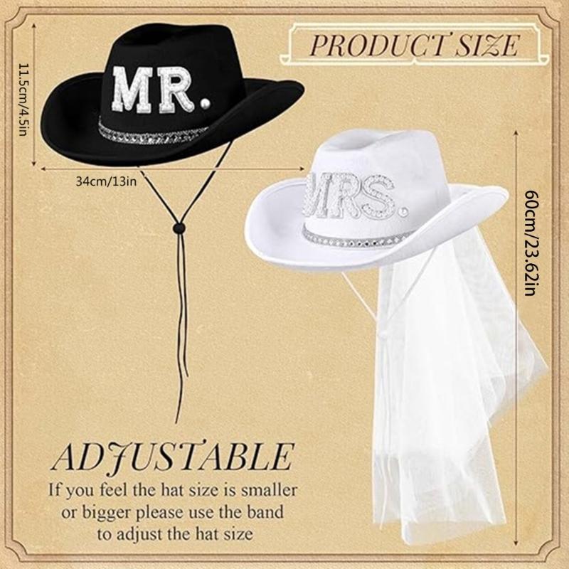 Sparkling Cowboy Hats Heavy Crystal Rhinestones Hat for Bachelorette Party Groom Bride Hat for Actor Actress