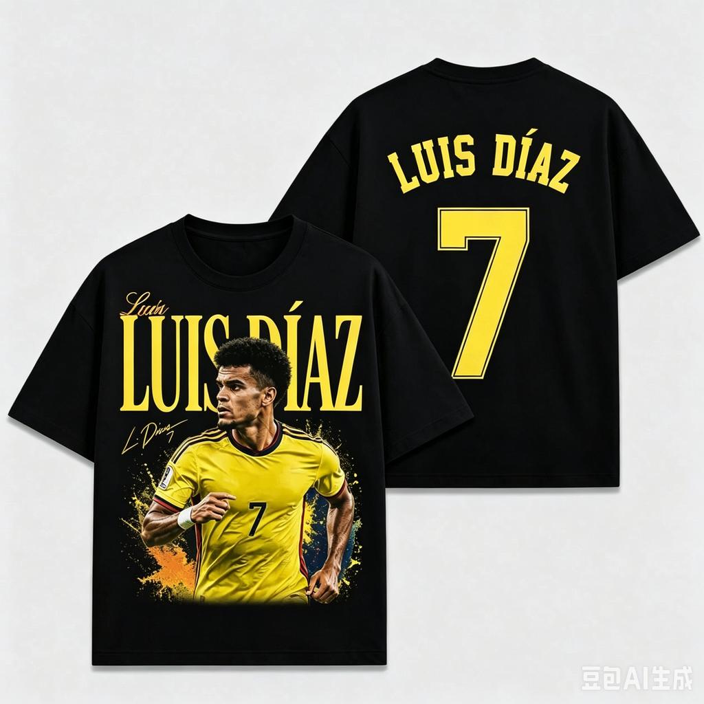 2026 Luis DíAz Colombia No7 Football Tshirt Unisex Unisex Summer 100 Cotton Clothing Oversize Short Sleeved Top Streetwear Unisex
