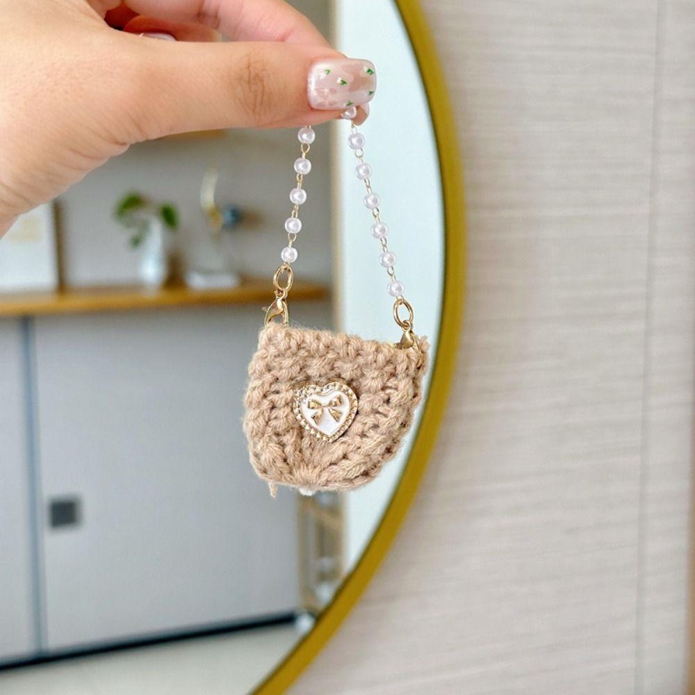 Miniature Pearl Chain Crossbody Bag Woven Mini Crossbody Doll Bag 1:12 Dollhouse