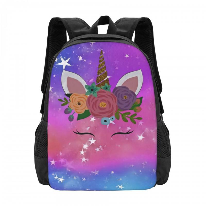 Cute Cartoon Unicorn Backpack Kids School Use - Large Capacity Waterproof Print Design Unisex 17 Inch