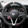 Customized Real Alcantara for Alfa Romeo Giulia Stelvio DIY Hand Sewn Steering Wheel Handle Cover Interior Cover pgi231