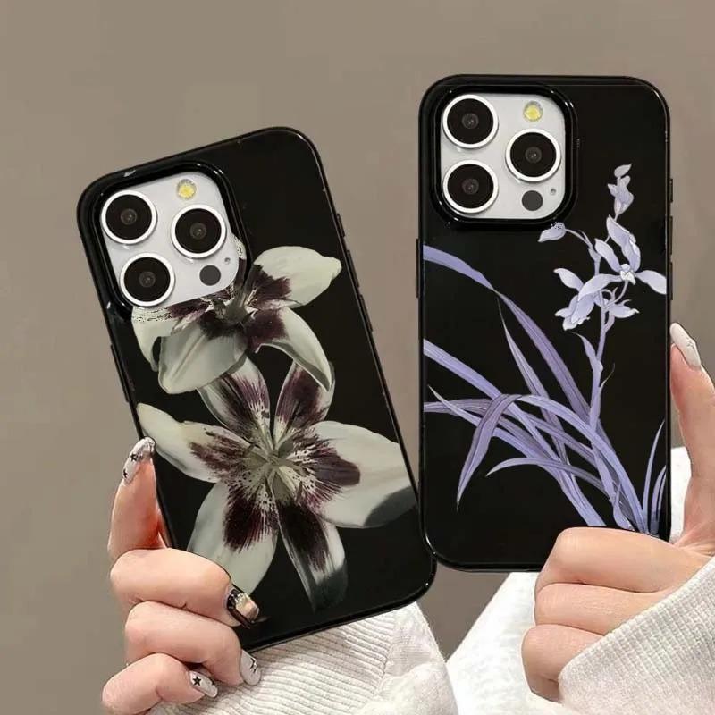 Lily Orchid Flower Print Soft Phone Case For iPhone 16 15 14 13 12 11 Pro Max XS XR X 7 8 Plus SE 2020 2022 Shockproof Cover