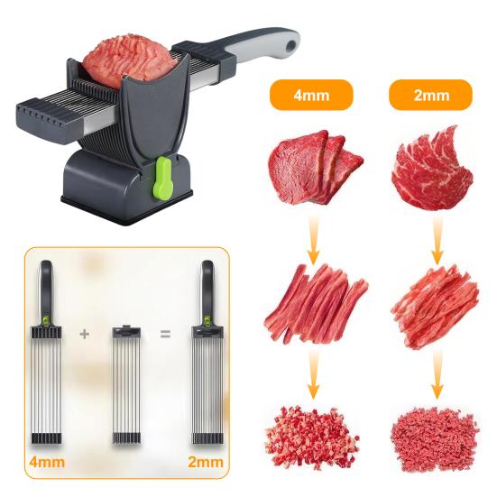 Мясорезка для нарезки и измельчения мяса, ручная мясорезка для говядины, свинины, баранины, регулируемая толщина, мясорезка с точилкой