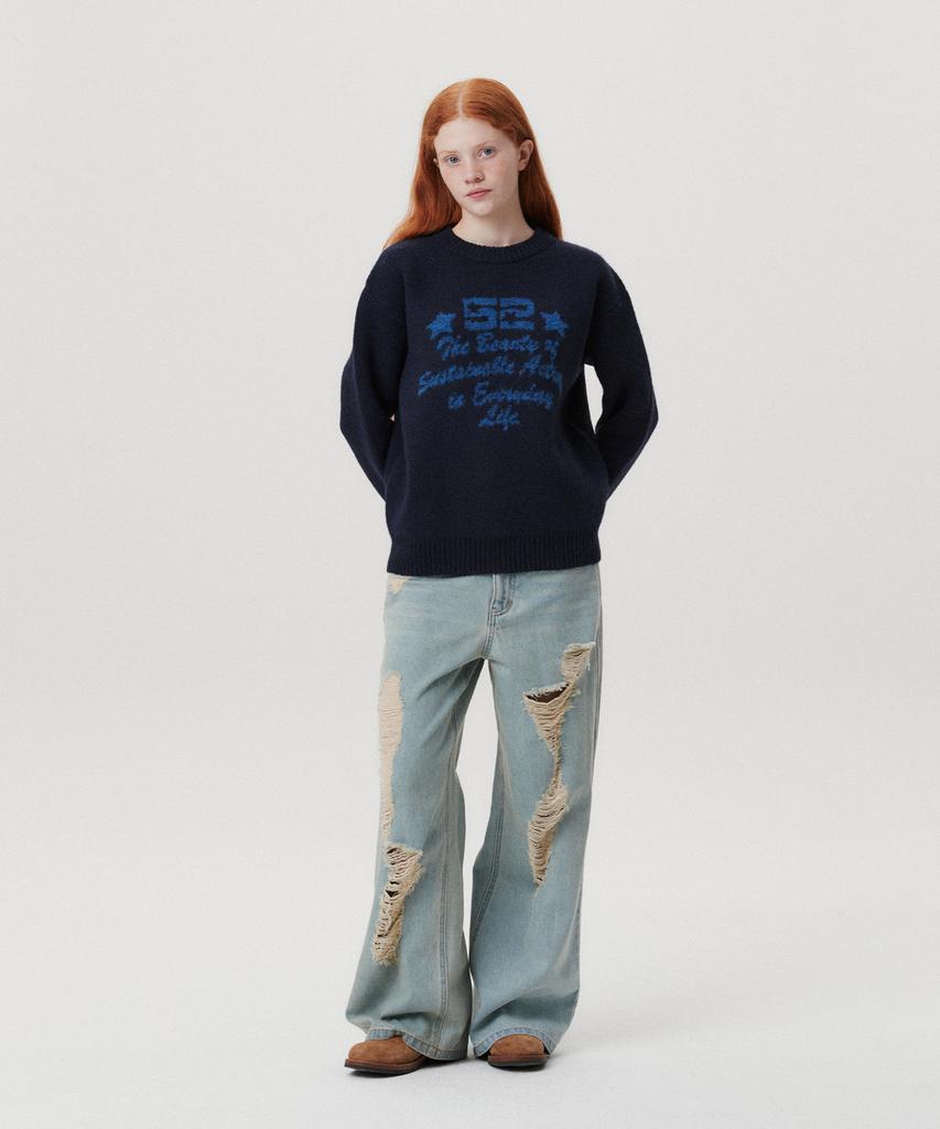 AMES-WORLDWIDE 52 Jacquard Sweater Navy(Am2Efuk600A)
