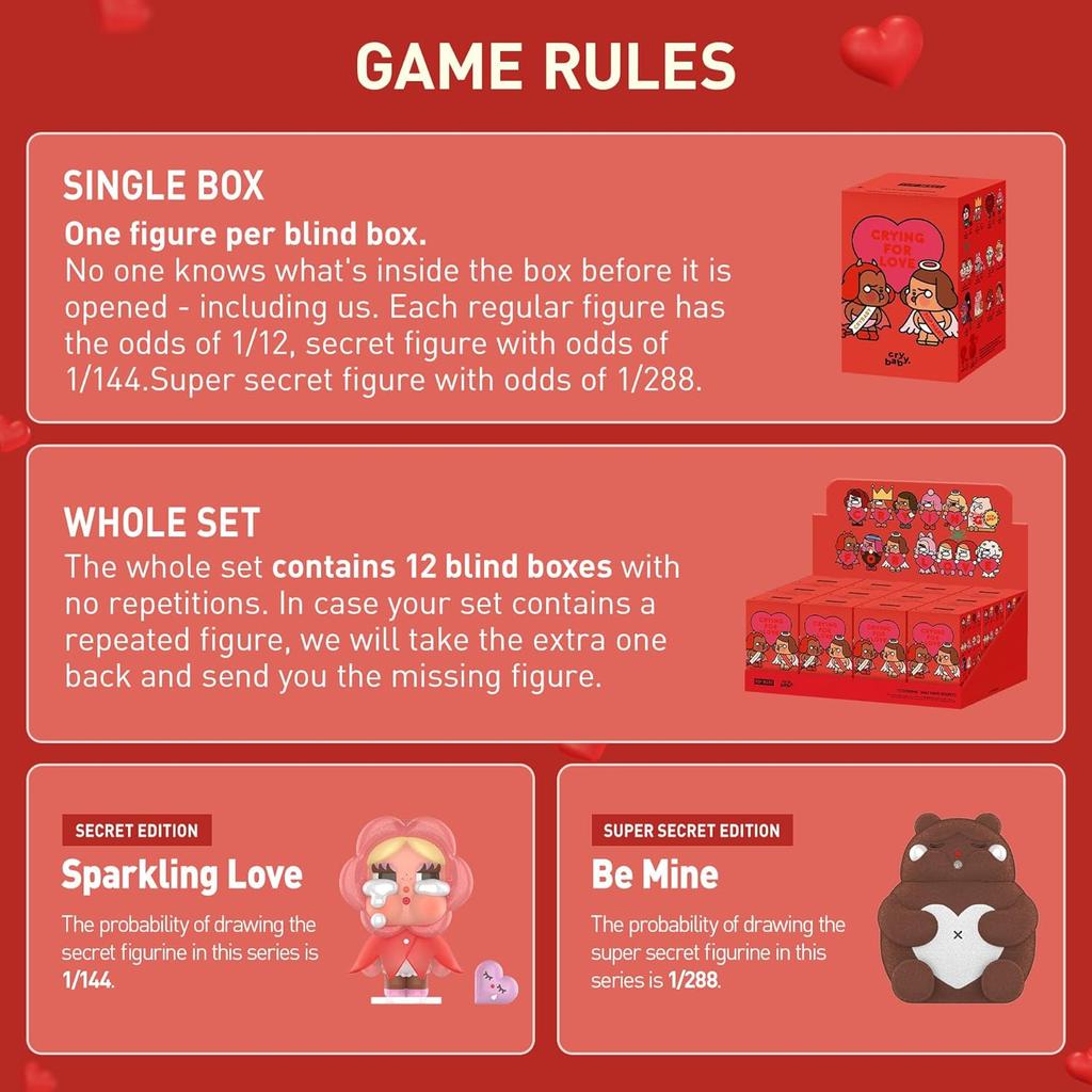 POP MART Фигурки серии Crybaby Crying for Love, 1 шт. фигурка в слепой коробке, случайный дизайн, коллекционные игрушки-экшн-фигурки, украшения для дома