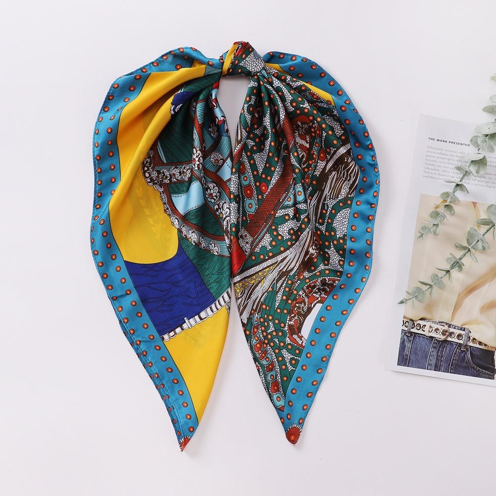 70 * 70 Four Seasons Available New Women'S Small Square Scarf, High Grade Letter Printed Scarf, Professional Scarf, Satin Scarf