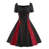 Women’s Gothic Dress Off Shoulder Lace Straps Plus Size Vintage Swing Evening Cocktail Party Dresses In Black Red